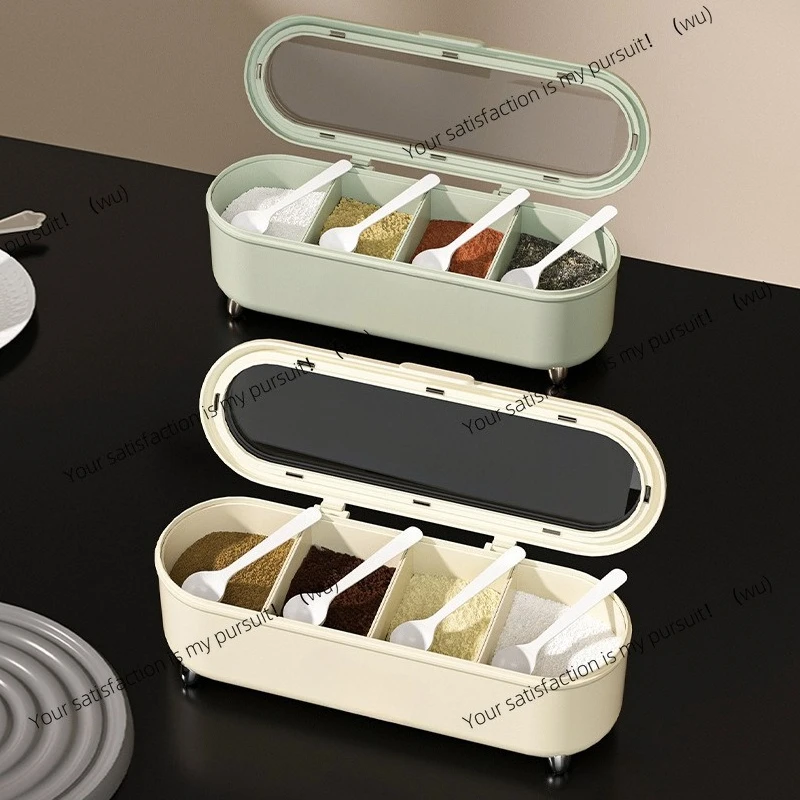 Seasoning box combination set, kitchen supplies, salt, monosodium glutamate, four-grid integrated storage, seasoning can,