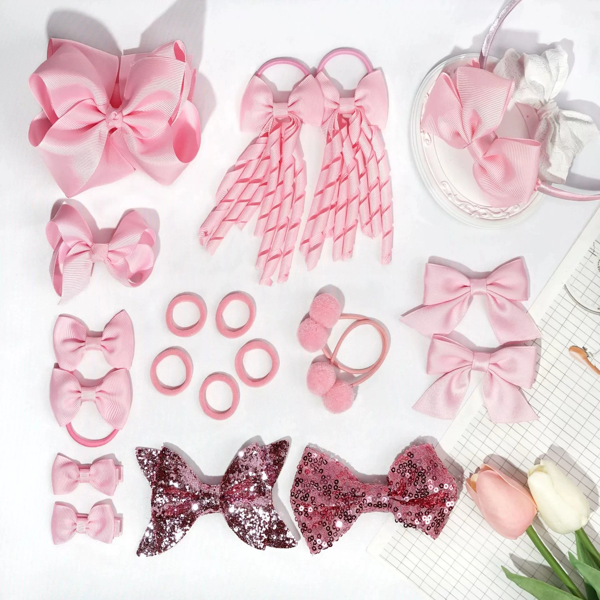 

Набор аксессуаров для волос для маленьких девочек, ленты, банты, эластичная резиновая повязка для волос, детские наборы заколок, детский милый бант, заколка для волос, круг