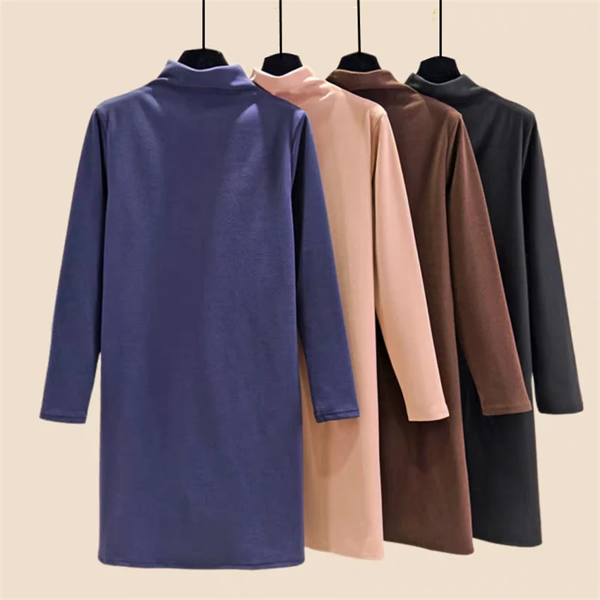 

2025 Autumn Winter Fashion Slim Women T-Shirt Long Sleeve Turtlenecck Tees Lady Basic Tops Pullovers Midi-long Bottomings WZ2511