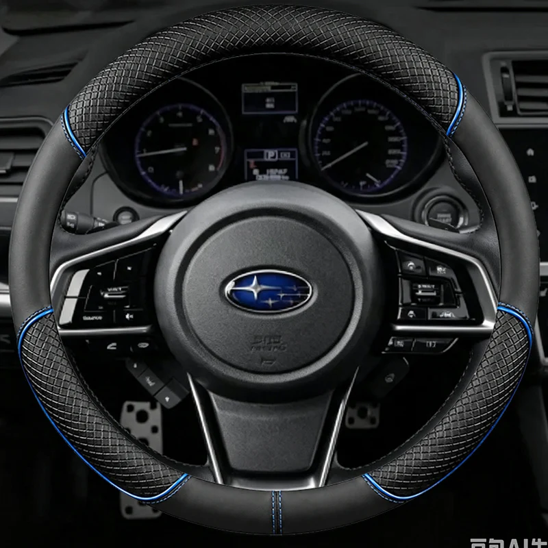 Hand-Stitch Sports Style Carbon Fider Steering Wheel Cover for Subaru Forester Ascent Crosstrek Legacy Outback Impreza 2019-2024