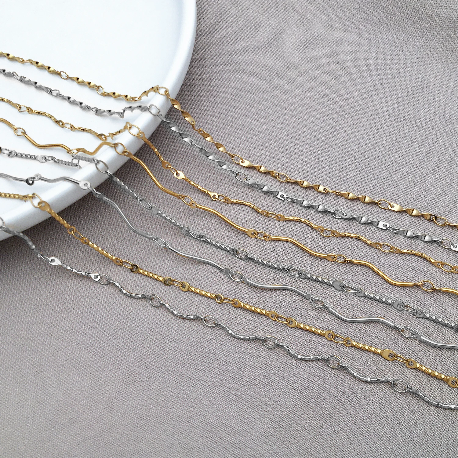 1m Stainless Steel Genuine Gold Electroplating Twisted Necklace Chain Bulk Brass For Jewelry Making DIY Materials Supplies view 2