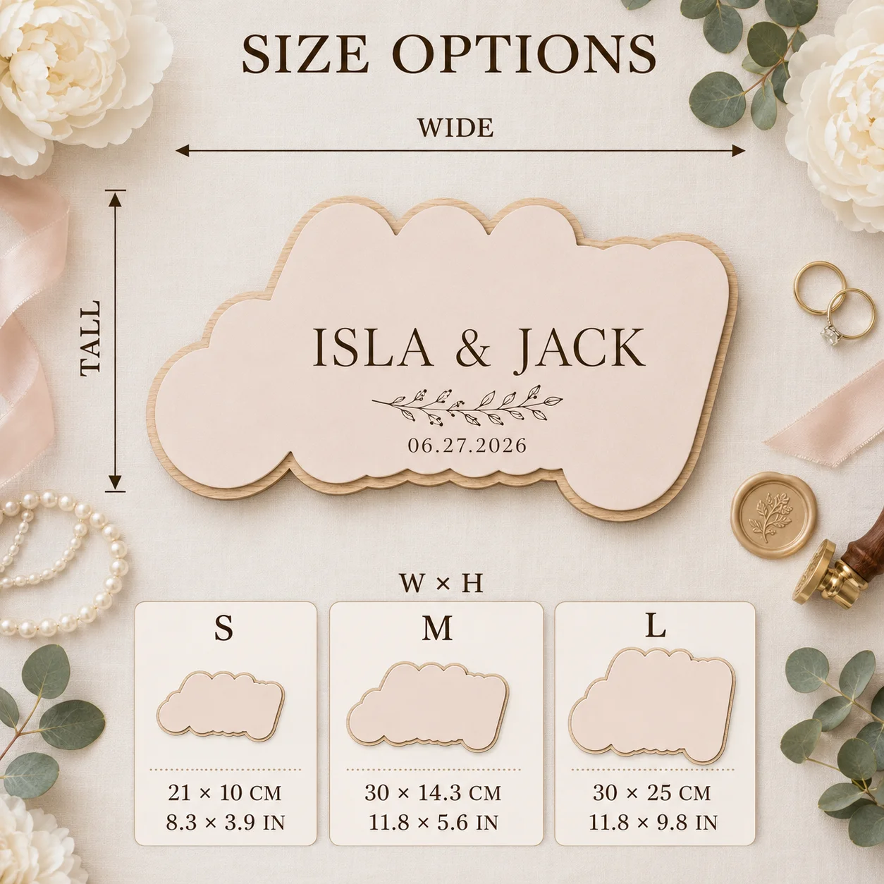 Custom Double‑Layer Wooden Wedding Welcome Sign, Cloud Shape Personalized Name & Date Plaque, Tabletop Decor for Wedding  Party