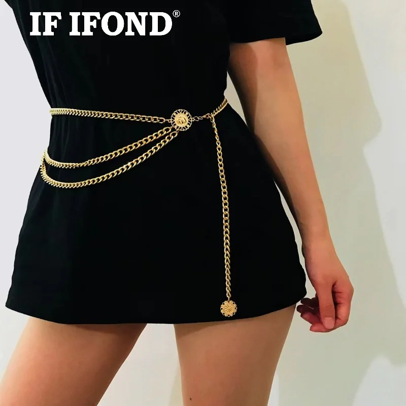IF IFOND European American-Style Alloy Polished Multi-Layer Body Chain Accessory Trendy Retro Street Style Waist Chain for Women