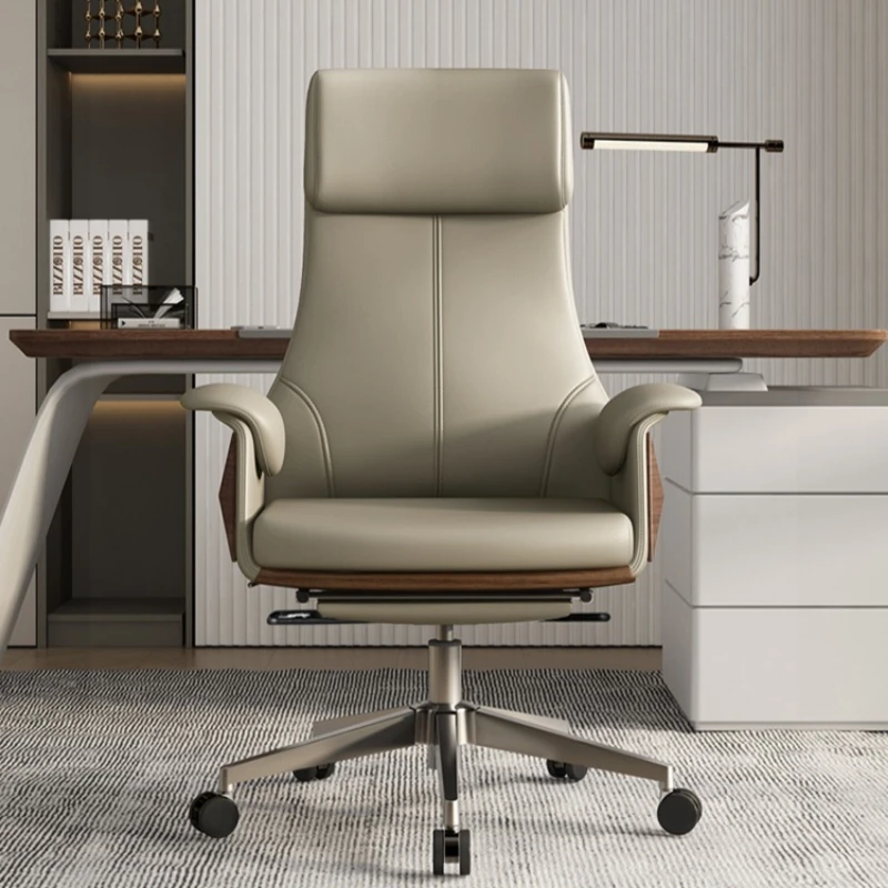 Leather office boss chair home study Height adjustable lunch break office chair comfortable sedia ufficio ergonomica Furniture