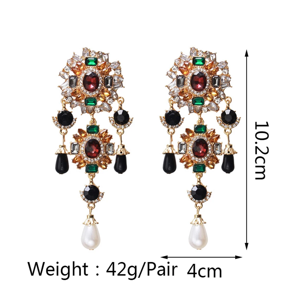 Bohemian Luxury Vintage Imitation Pearl Decor Dangle Earrings For Women Fashion Elegant Ethnic Statement Jewelry Accessories