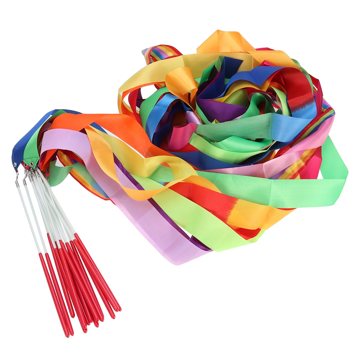 

14pcs Gymnastics Ribbon Artistic Rhythmic Dancing Streamers Kids Training Equipment Colorful Silk Gymnastic Accessories