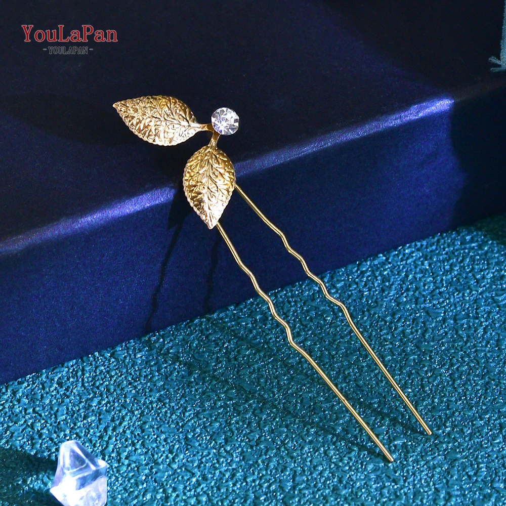 YouLaPan Bride Gold Color Hair Pins Alloy Leaf U-shape Hair Clips Wedding Hair Accessories Women Hairstyle Decoration  HP769