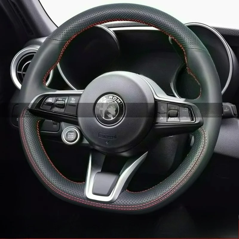 

Ручная работа, ремонт, нескользящая износостойкая черная кожа для Alfa Romeo Stelvio Giulia 2020-2022, чехол на руль автомобиля