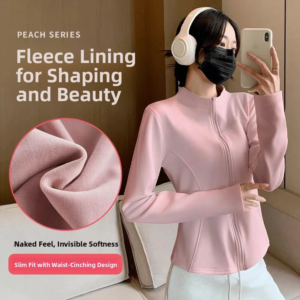 

Women's Fce Lined Thiened Yoga Jaet 2025 New Winter Sle Slimming Warm Top Yoga Outerwear Casual Fitn Clothes