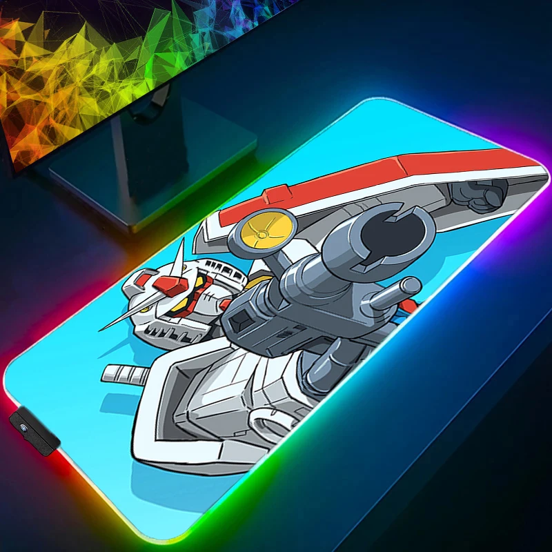 

LED Mouse Pad 90x40cm Mechanical Warrior RX-78-2 G-gundam Anime Gaming RGB Mousepad Game PC Computer Keyboard Desk Mat Backlight