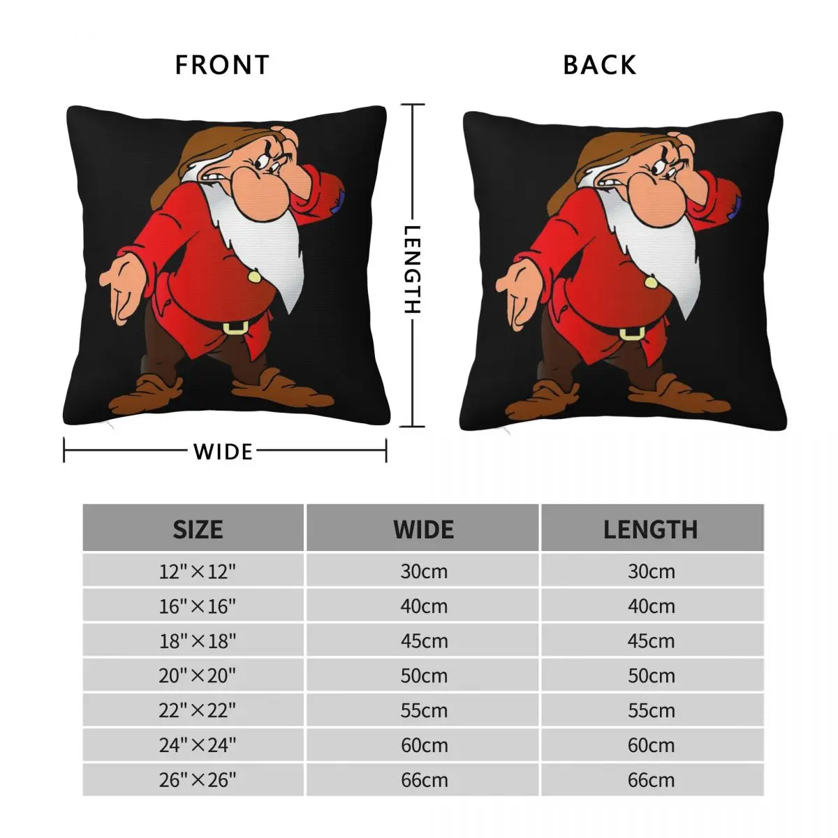 Grumpy Dwarf Square Pillowcase Pillow Cover Polyester Cushion Decor Comfort Throw Pillow for Home Car