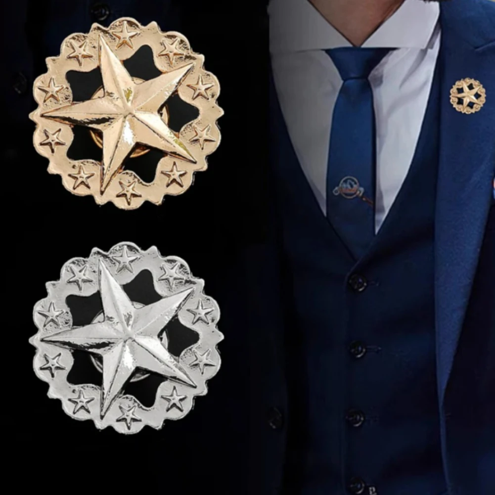 Pentagram Star Zinc Alloy Brooch for Men Conference Award Event Banquet Men's Brooch Badge DIY Shirt Knapsack Pins Jewelry Gift