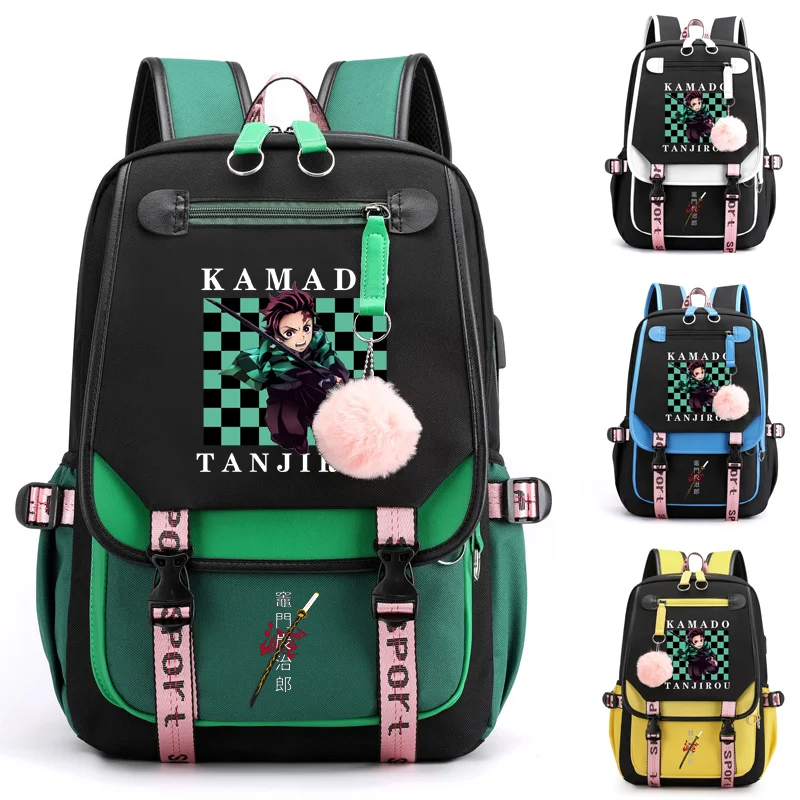 New Popular Anime Kamado Tanjirou Backpack Teenagers Outdoor Large Capacity Backpack High Quality Zipper Anime Backpacks