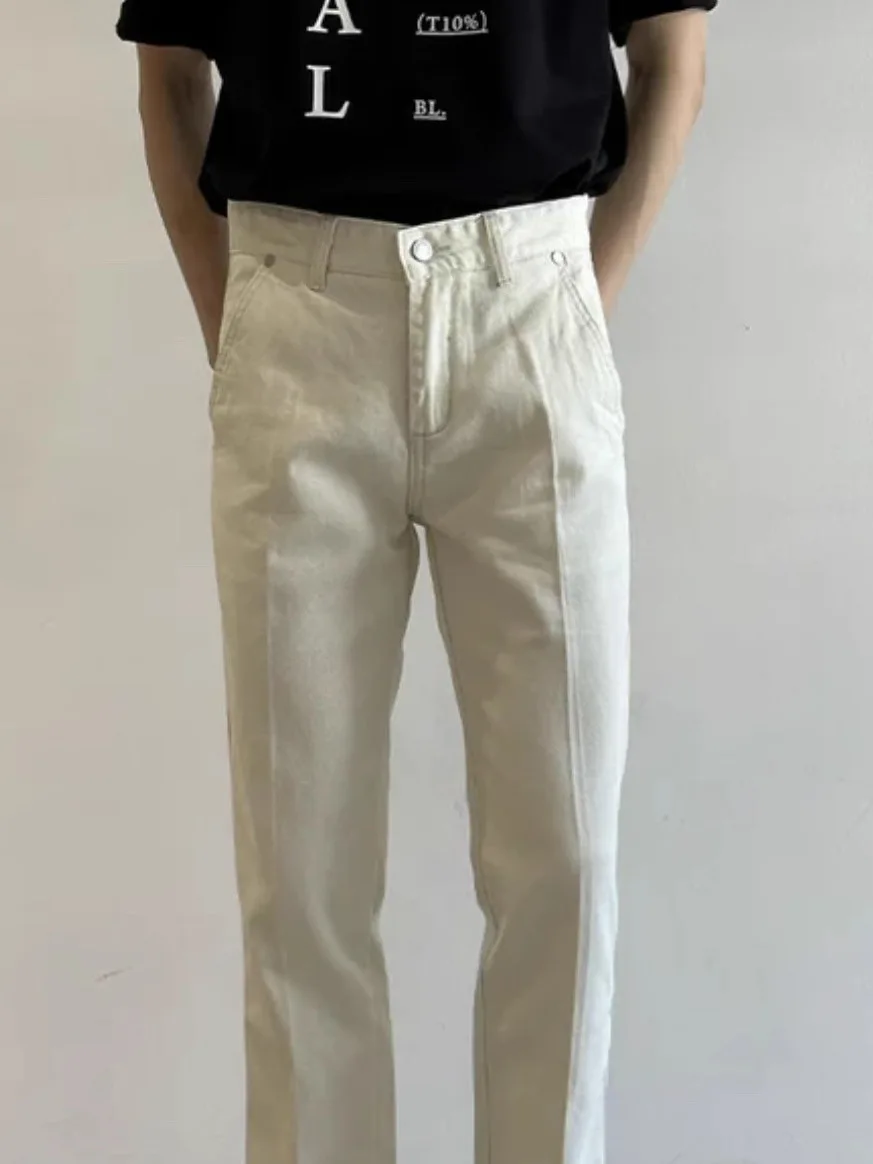 

New 2025 Men's Straight Leg Jeans Trendy Casual Wear Bla Color Spring Summer Faionable Lightweight Maturi Sle