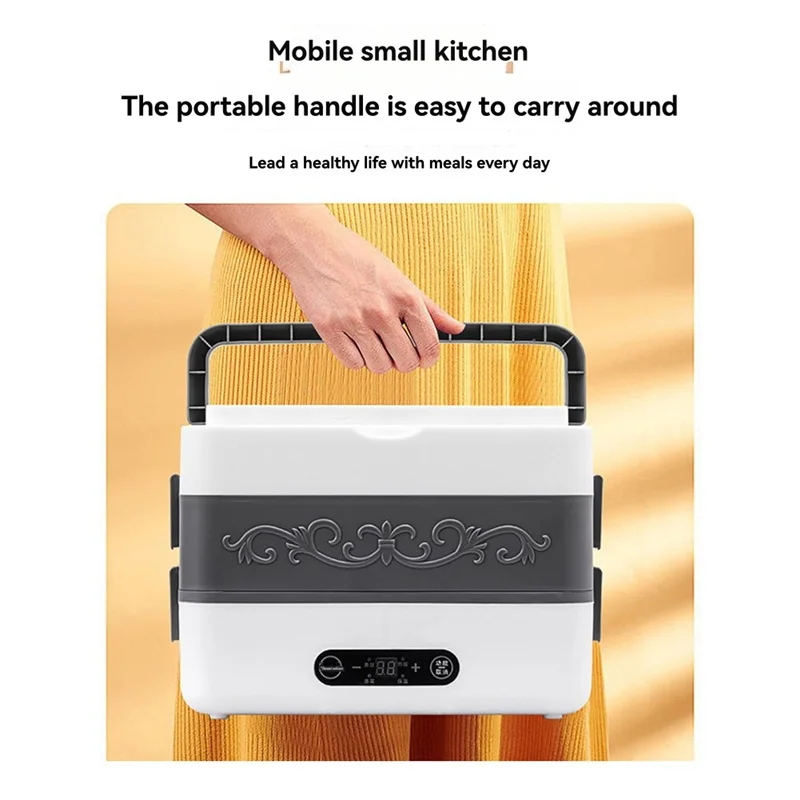A01V-صندوق غداء كهربي محمول جهاز طهي الأرز الأوتوماتيكي معزول جهاز تسخين الطعام مع الموقت لآلة الطبخ الصغيرة للمكتب