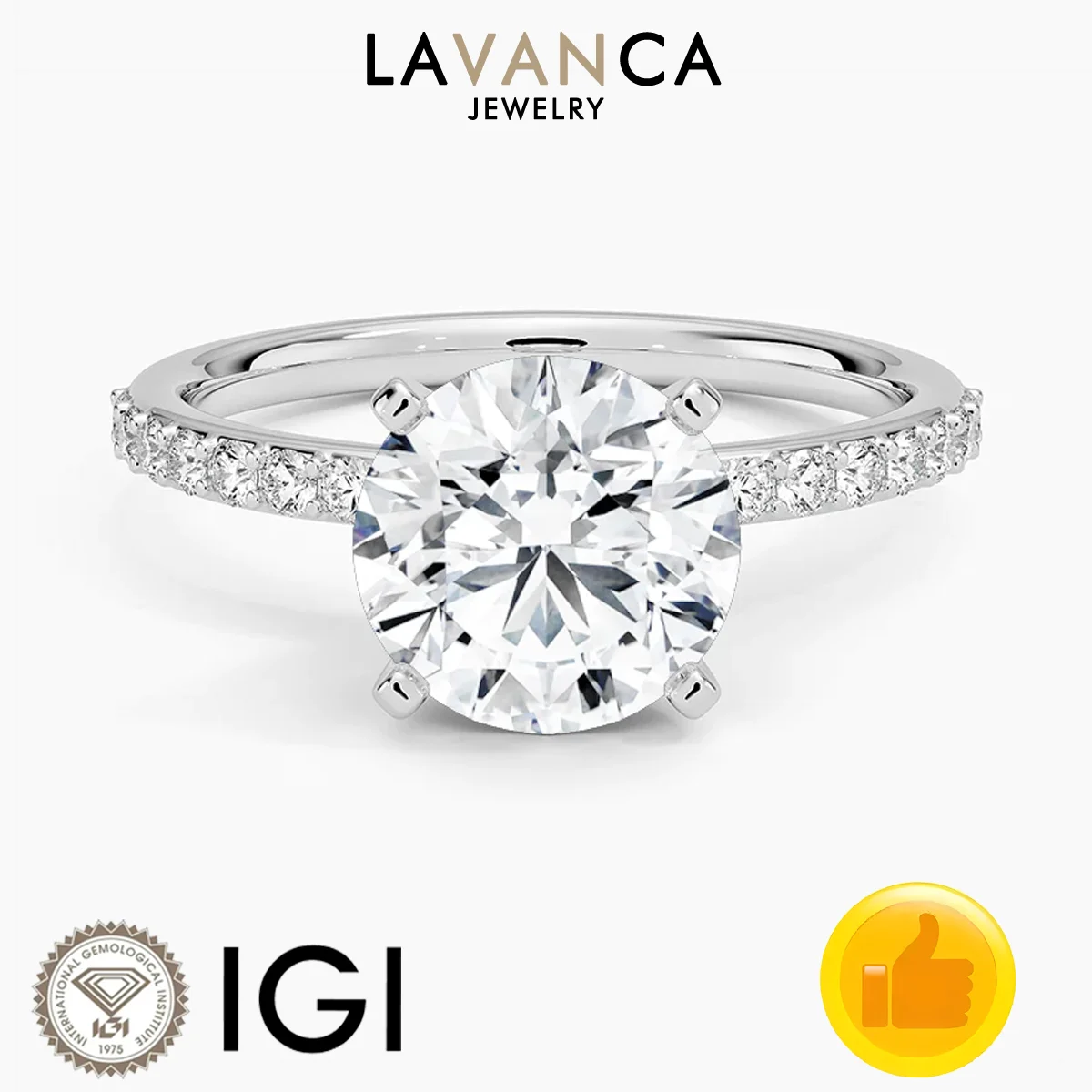 IGI Certified Round Lab Created Diamond Ring Half Eternity Style Lab Diamond Engagement Ring 9K/14K/18K Gold Ring Fine Jewelry