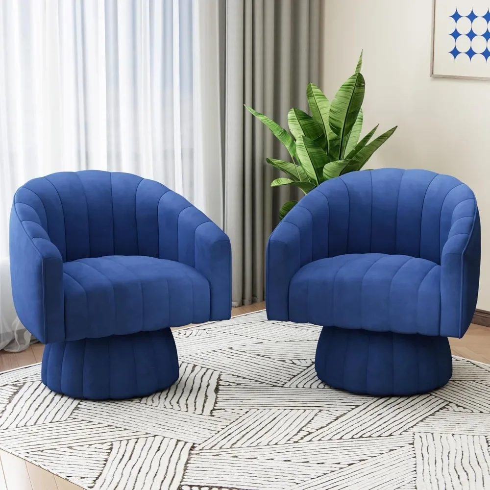 

Swivel Accent Chairs Set of 2, Grey Barrel Accent Chairs 360 Degree Rotating Chairs with Upholstered, Velvet Oversized Armchairs