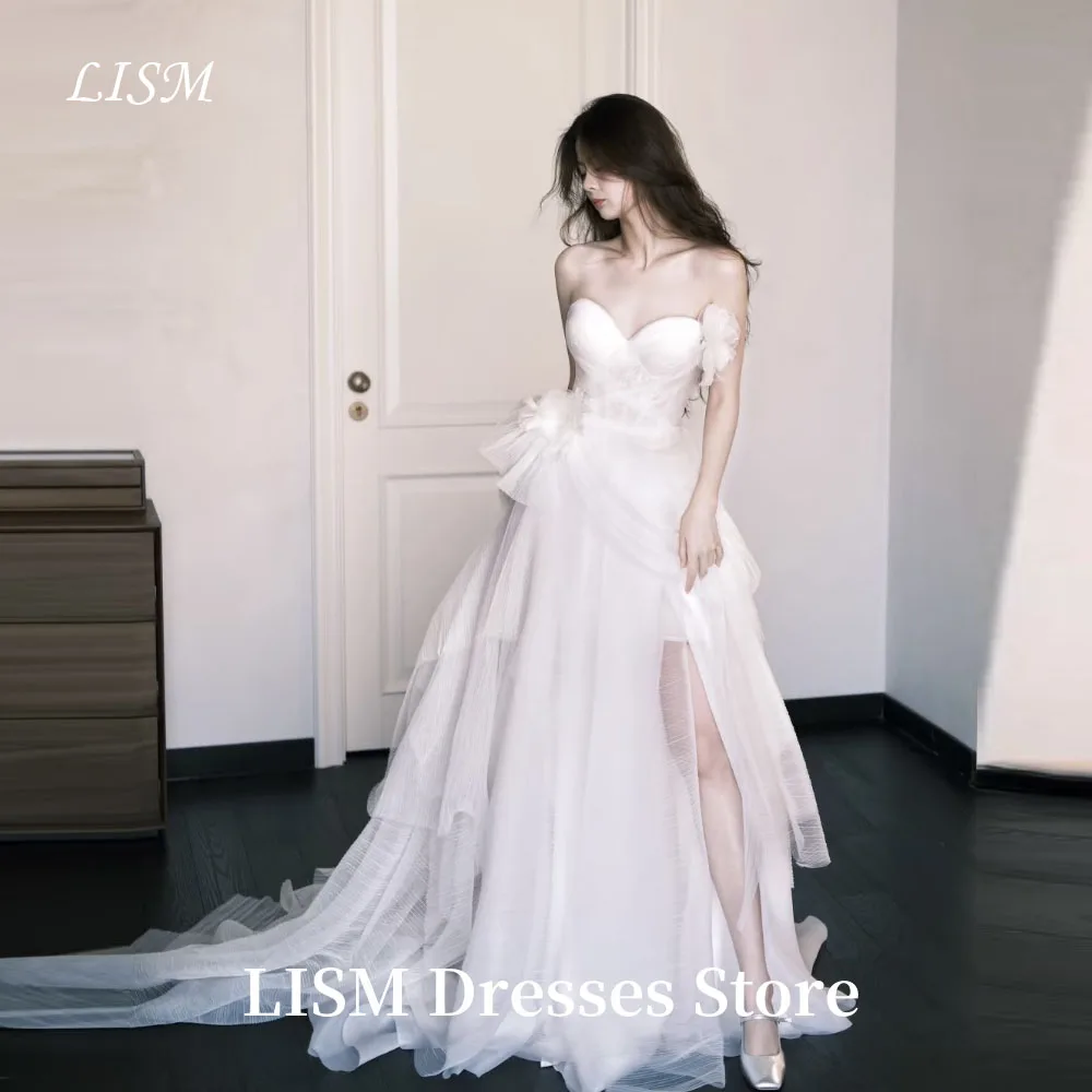 

LISM Sweet A-Line Корейские свадебные платья Фотосессия Мягкий тюль длиной до пола Элегантные свадебные платья웨딩드레스 Корсеты по индивидуальному заказу