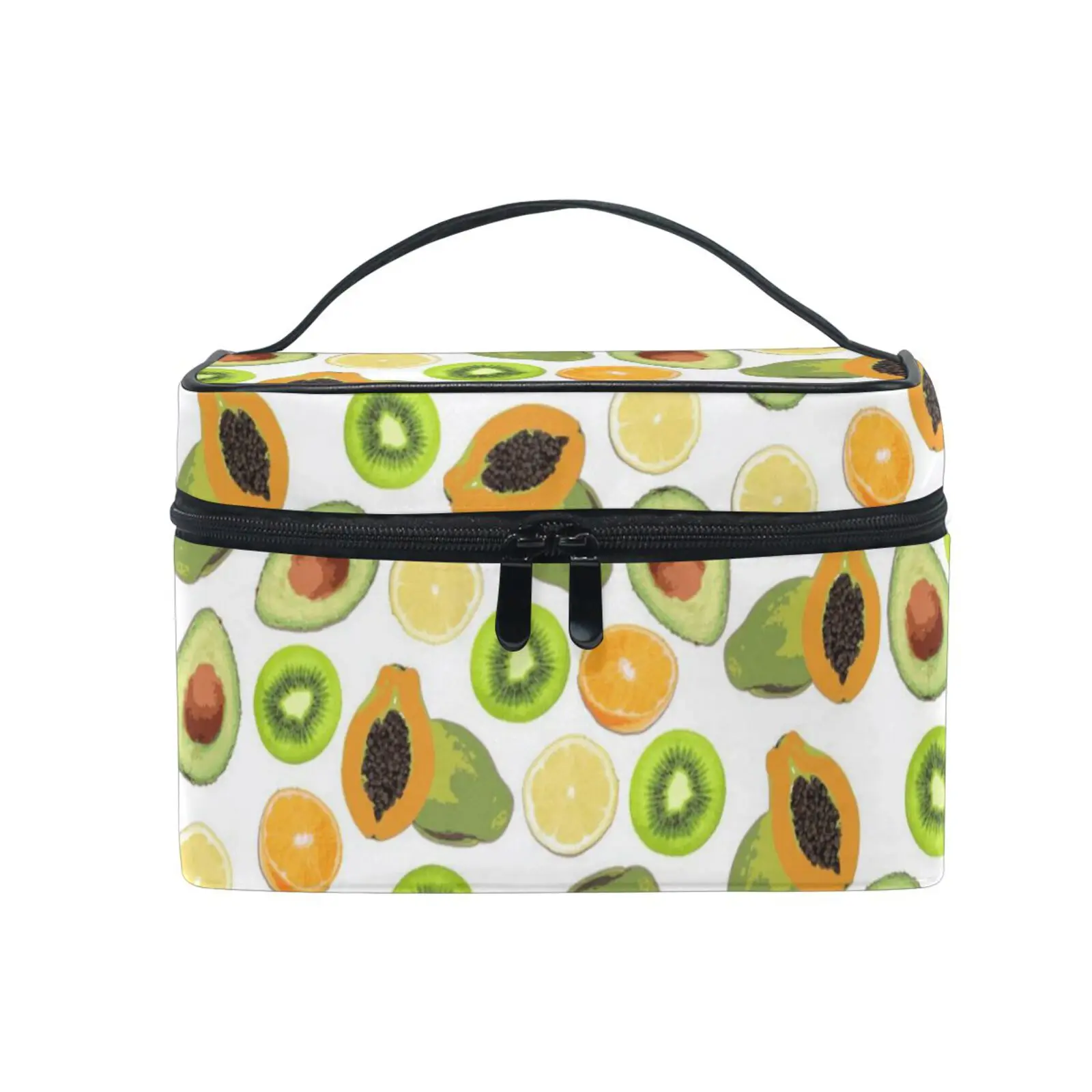 Makeup Bag Organizer for Travel Cosmetic Bags Kiwi print with Handle Toiletry Bags for Women Girls Wash Storage Pouch Bags