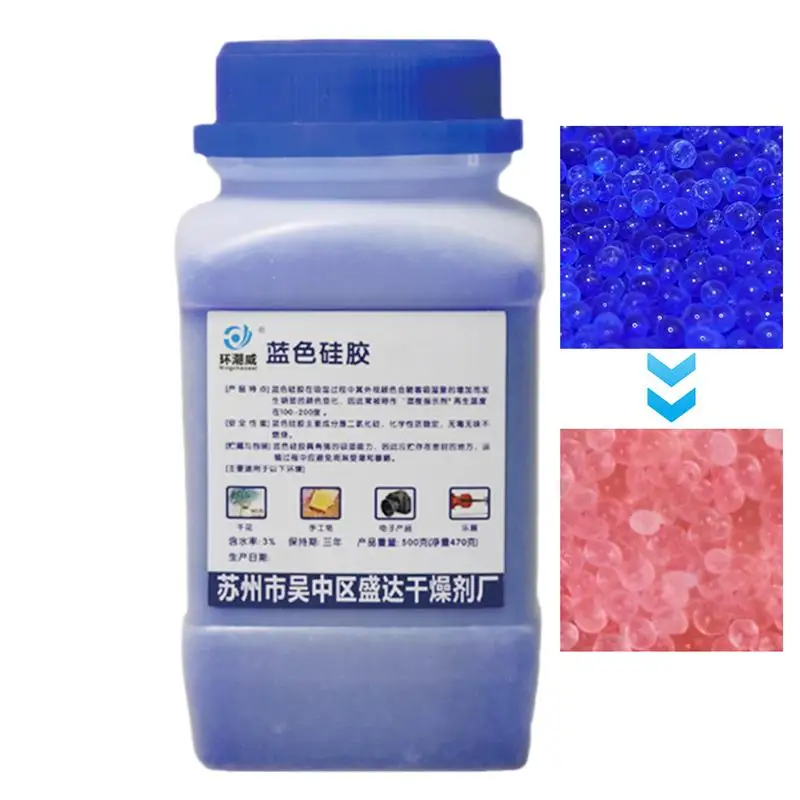 Esecante de Gel de sílice, absorbente de humedad reutilizable, cuentas de sílice de secado, cuentas indicadoras azules, inducción de Color, humedad desecante