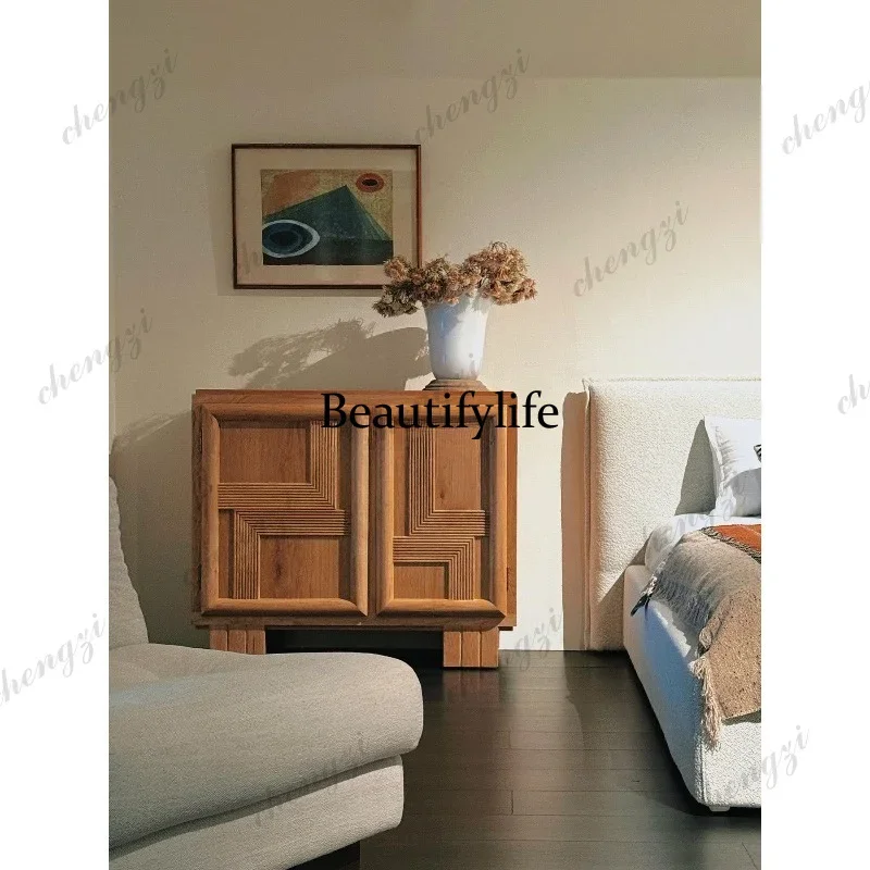 CC   French retro style solid wood dining side cabinet Vidal geometric chest cabinet decorative chest furniture