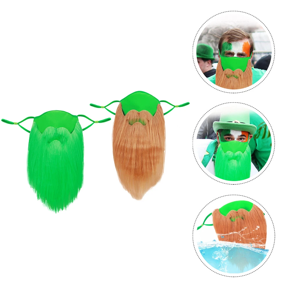 

2Pcs Beard Mask Cotton Protective Funny Face Cover Anti Dust Proof Festival Decor Carnival Prank Props StPatrickDay