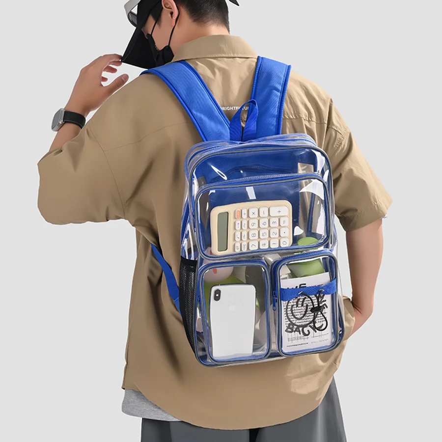 Backpack Waterproof Transparent School Bag Girl Large Capacity Knapsack Solid Clear Backbags Men Fashion Transparent Plastic Bag