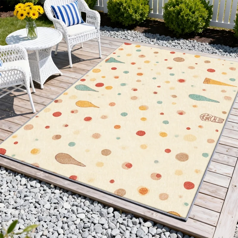 Colorful Confetti Balloon Dots Print Large Area Rug Soft Flannel Non Slip Floor Carpet for Outdoor Patio Living Room Home Decor