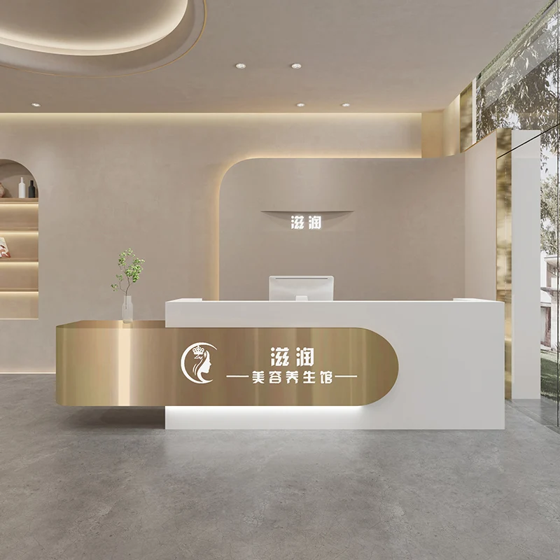 

Beauty Salon Luxury Reception Desks High-end Light Luxury Modern Design Reception Desks White Desk Escrivaninha Office Furniture