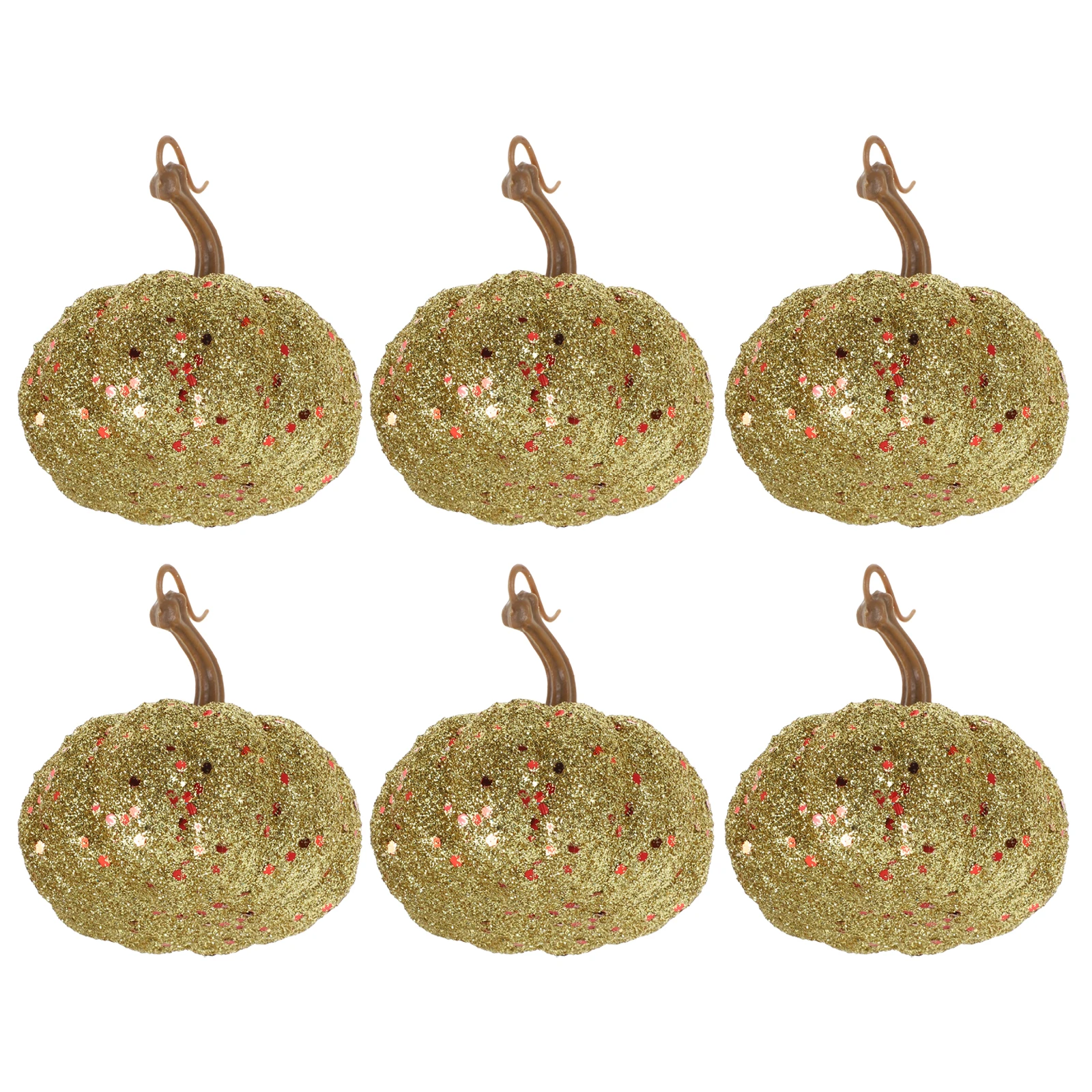

6pcs Artificial Foam Pumpkins Glitter naments for Autumn Halloween Decor Mini Hanging Simulation Pumpkin Supplies