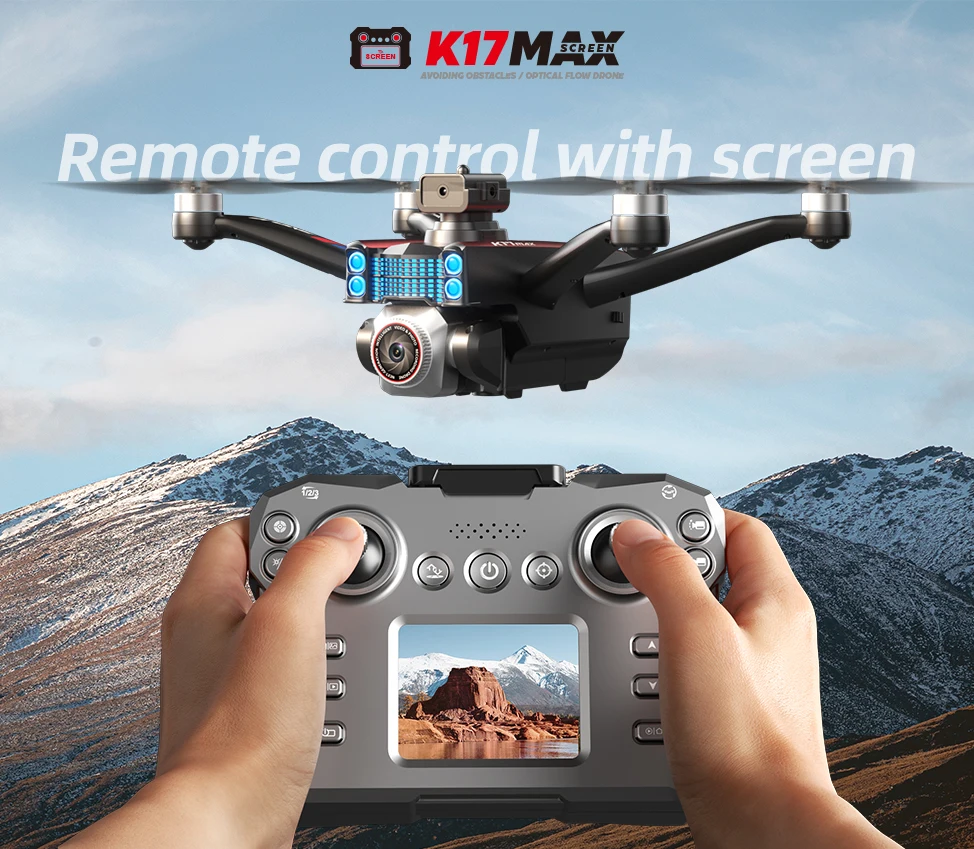 K17 Drone 8K Professinal With HD Three Camera Obstacle Avoidance Brushless Motor GPS 5G WIFI RC FPV Optical Flow Quadcopter Toy
