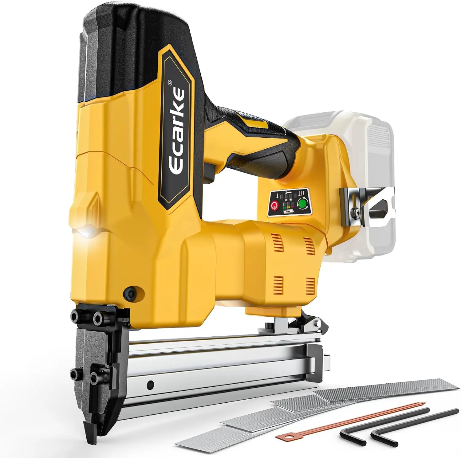 Cordless Brad Nailer for Dewalt 20V MAX Battery: Electric Brad Nail Gun with 18 Gauge Nails for Upholstery Woodworking - Brushle