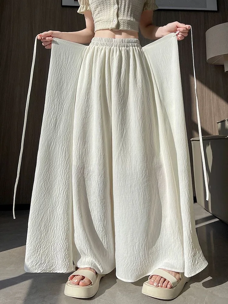 

plus Size High Waist A-Line Skirt Summer Korean Sle Loose Fit Maxi Skirt Draped Gauzy f-length Skirt for Heavy Women