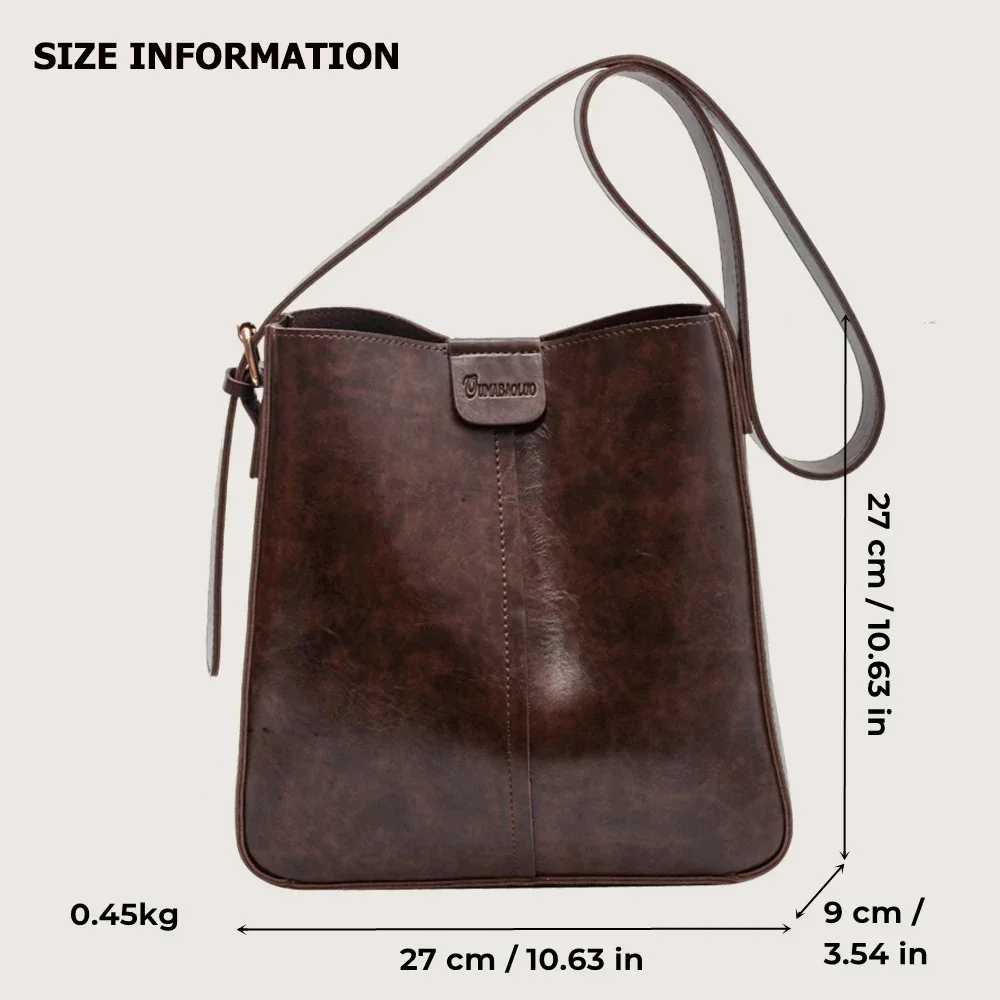 Retro Shoulder Tote Bag Set For Women 2024 Wide Strap Soft PU Leather Crossbody Bags With Small Purse Large Capacity Bucket bag