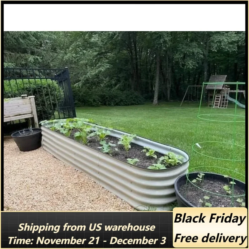 8ft X 2ft X 1.4ft Raised Garden Bed Kit, Large Zinc-Aluminum-Magnesium Stainless Steel Metal Planter Box, for Planting Outdoor