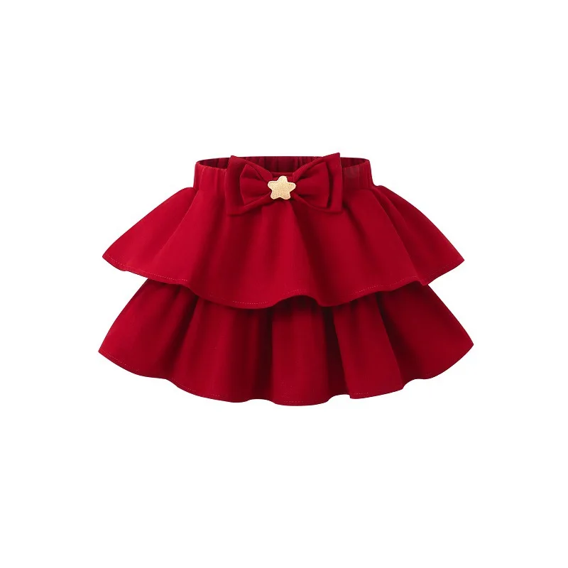 Fashion Girl Skirt Tutu Tulle Cake Pleated Skirt with Safety Shorts Chidlren Kids Clothing Ball Gown Bow Dance School Uniform