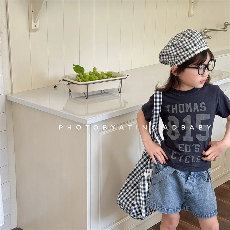 

2025 Summer New Children Short Sleeve T Shirts Cotton Baby Boy Girl Letter Print Casual Tees Toddler Versatile Bottoming Tops