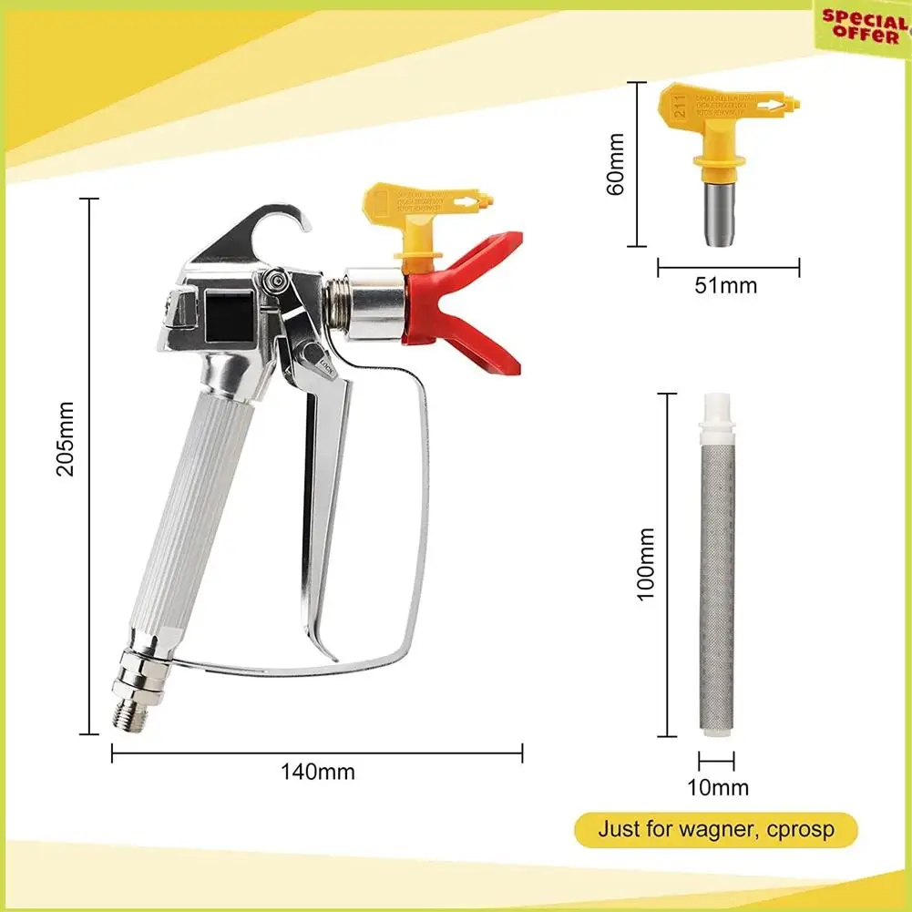 A34R 1 قطعة آلة رش الطلاء بدون هواء 3600 رطل لكل بوصة مربعة معدنية مع 4 وصلات دوارة 211,515,517,621 و4 مرشحات