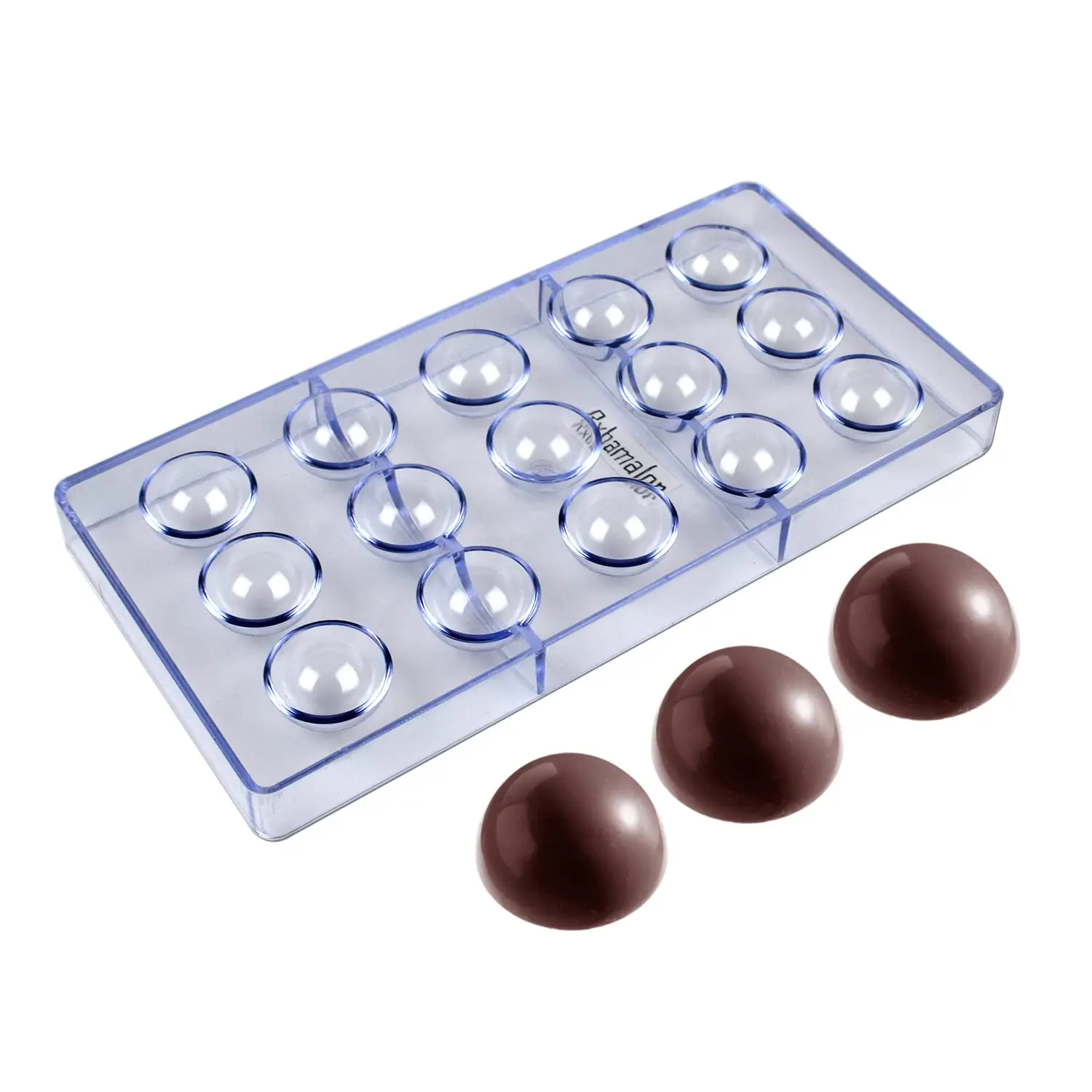 Molde de Chocolate de policarbonato profesional de 1,26 pulgadas con forma de Hemisferio para bombones de caramelo, herramienta de repostería para hornear de 15 cavidades