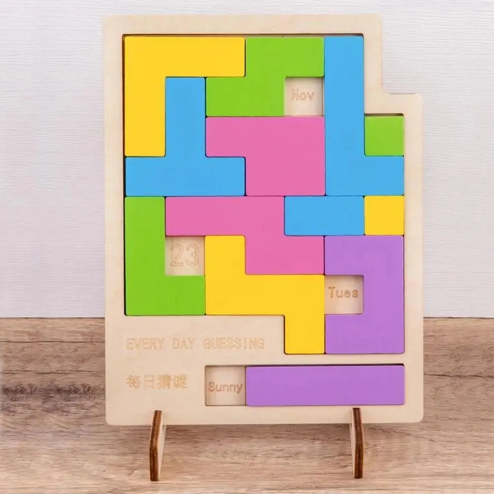 Rompecabezas educativo creativo IQ Tangram Brainteasers calendario de madera rompecabezas de inteligencia juegos de rompecabezas Kits de rompecabezas juguetes para niños