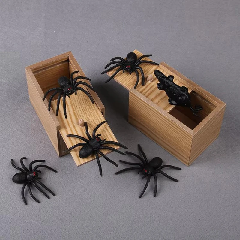 1 Stuks Houten Prank Truc Bananasplit Schrikken Speelgoed Doos Gag Spider Grappig Spelen Grap April Fool Day Halloween Gift Verrassende doos Speelgoed