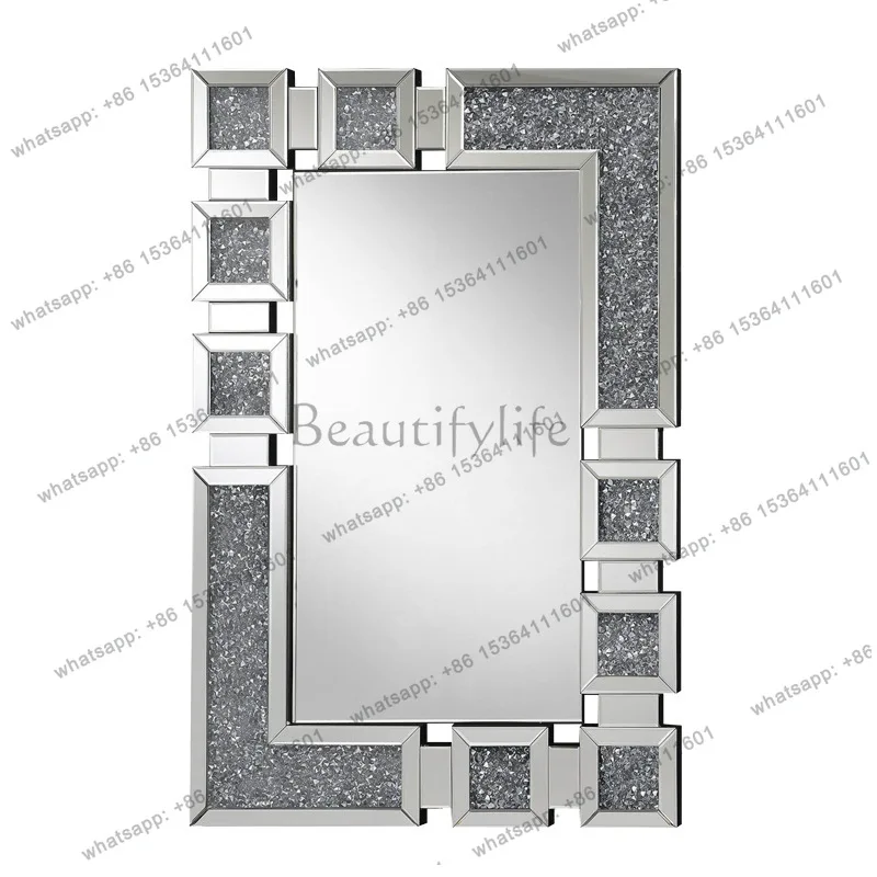 

European light luxury bathroom mirror square bathroom washstand makeup wall entrance decorative mirror 2117
