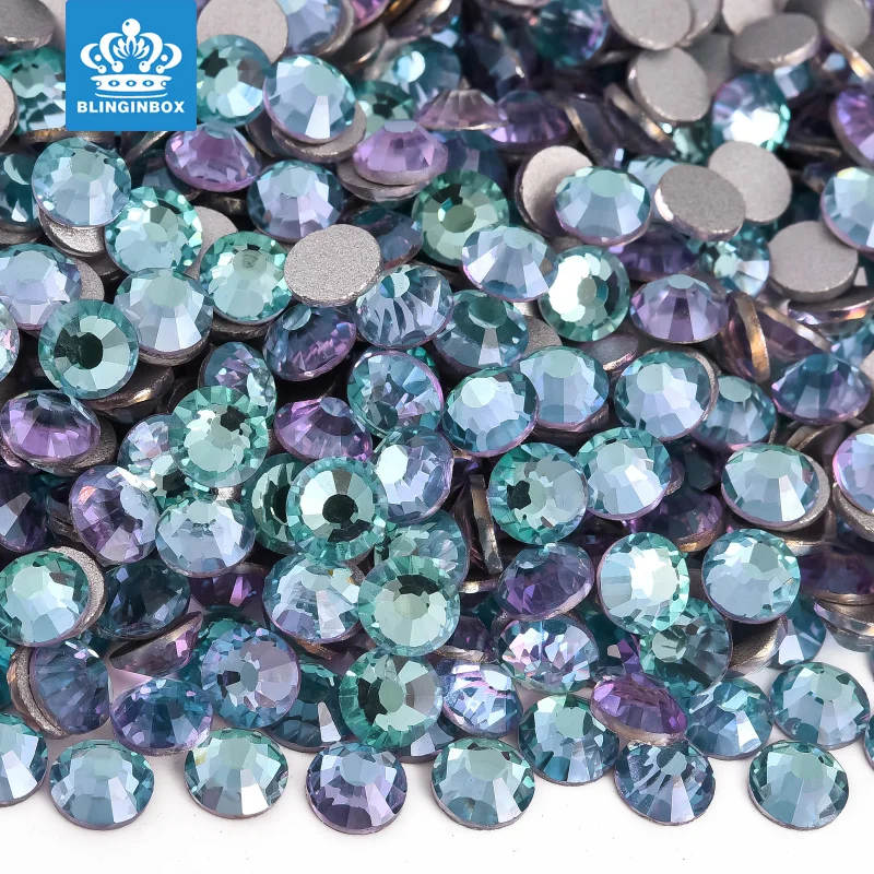 Blinginbox Dream Aquamarine Non Hotfix Rhinestones Glitter Glass Flatback Crystals for DIY Craft 3D Nails Rhinestone Strass