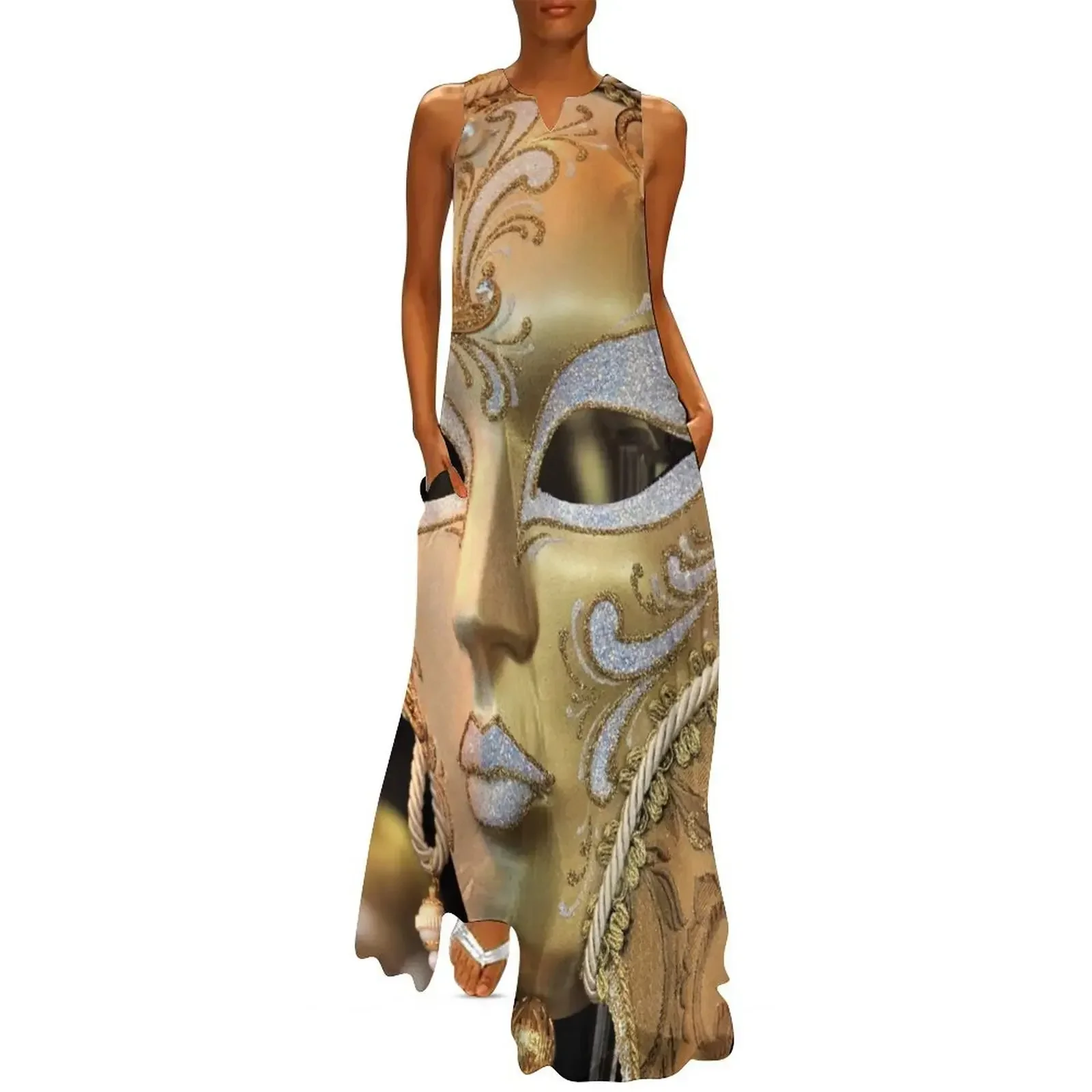 

Venetian mask, gold / white Long Dress prom dress dress women elegant luxury Women's summer suit Female