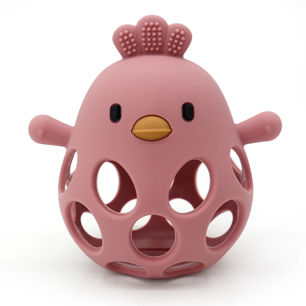 1PC Baby Silicone Teether Toys Cartoon Chick Shape Baby Toys Hollow Out Baby Care Equipment Chewing Training Baby Products