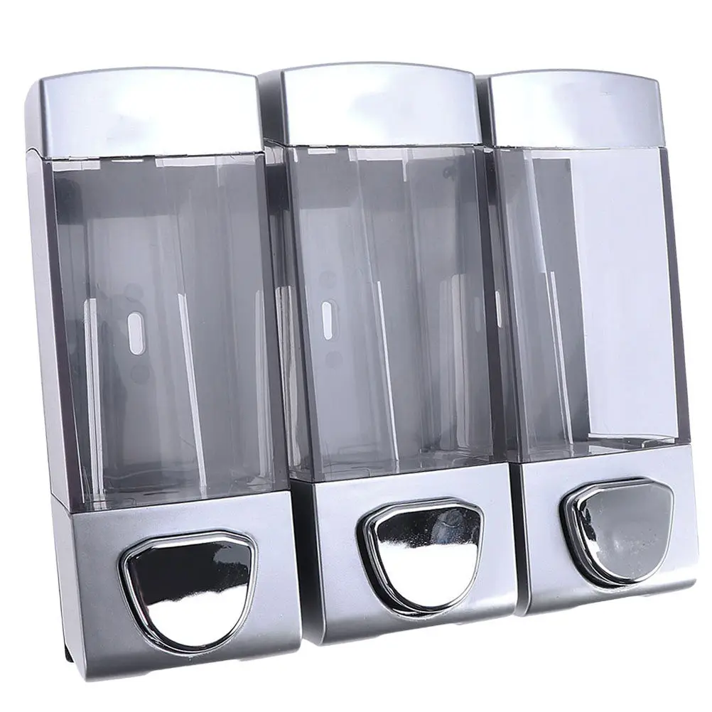 

Wall-Mounted Soap Gel Dispenser 3 Outlets Plastic Pump Holder for Shampoo Lotion Shower Gel Bathroom Kitchen Hotel