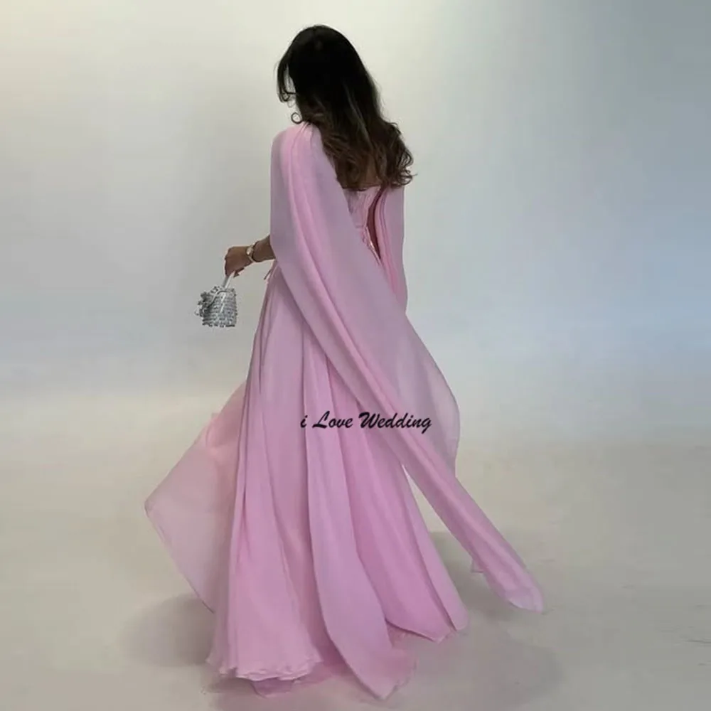 

Custom Made Fashion Boat Collar Chiffon Pleated Flowing Saudi Dress Straight Backless Floor Length Bow Evening Gown with Court