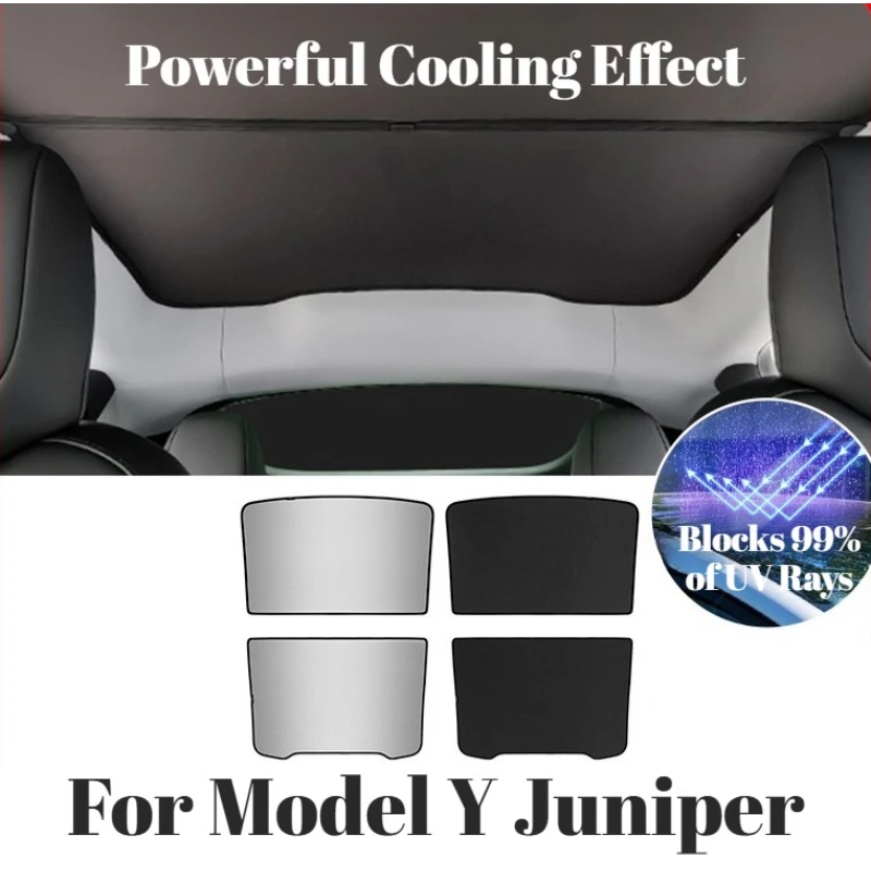 For Tesla Model Y Juniper 21-25 Custom Split Type Ice Crystal Sunshade Windshield Sun Shade UV Block Auto Interior Accessories