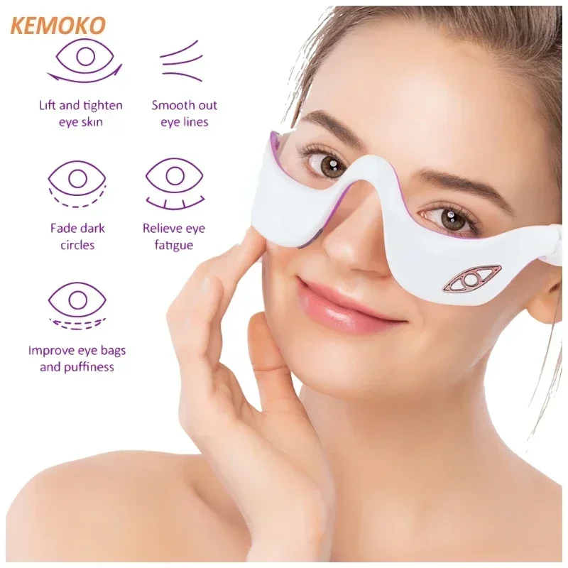 Micro Current Pulse Eye Massager Relieves Eye Fatigue Fades Dark Circle Anti Wrinkle Heating Therapy Eye Beauty Device LED New