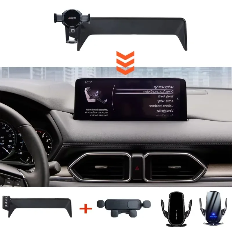 Car Phone Holder Screen Fixed Base For Mazda CX5 CX-5 2022 10.3-Inch Navigation Bracket Wireless Charging Mobile Stand